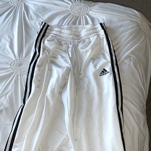 white, black stripes on side, adidas, never worn, size xs